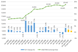 USD/VND exchange rate (2003-2023, source: Investing.com)